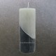 Glitter Line Pillar Candles Dark Grey & Light Grey